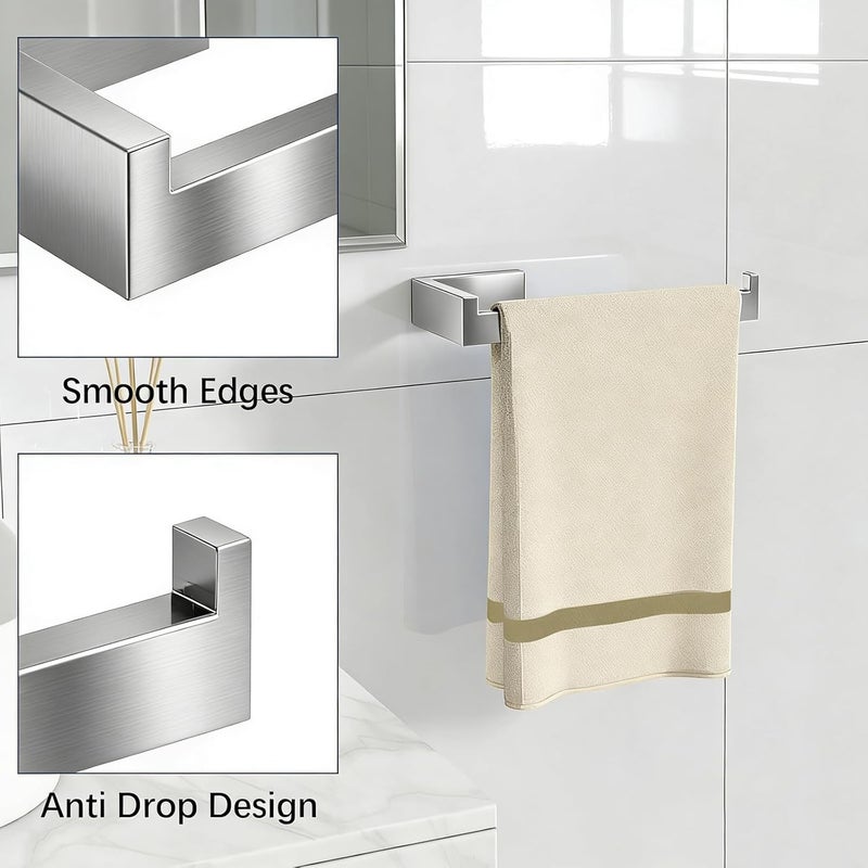 Gypie Brushed Nickel Towel Rack, Hand Towel Holder for Bathroom, Kitchen, Cabinet Wall 2 Pack, Stainless Steel - Image 2